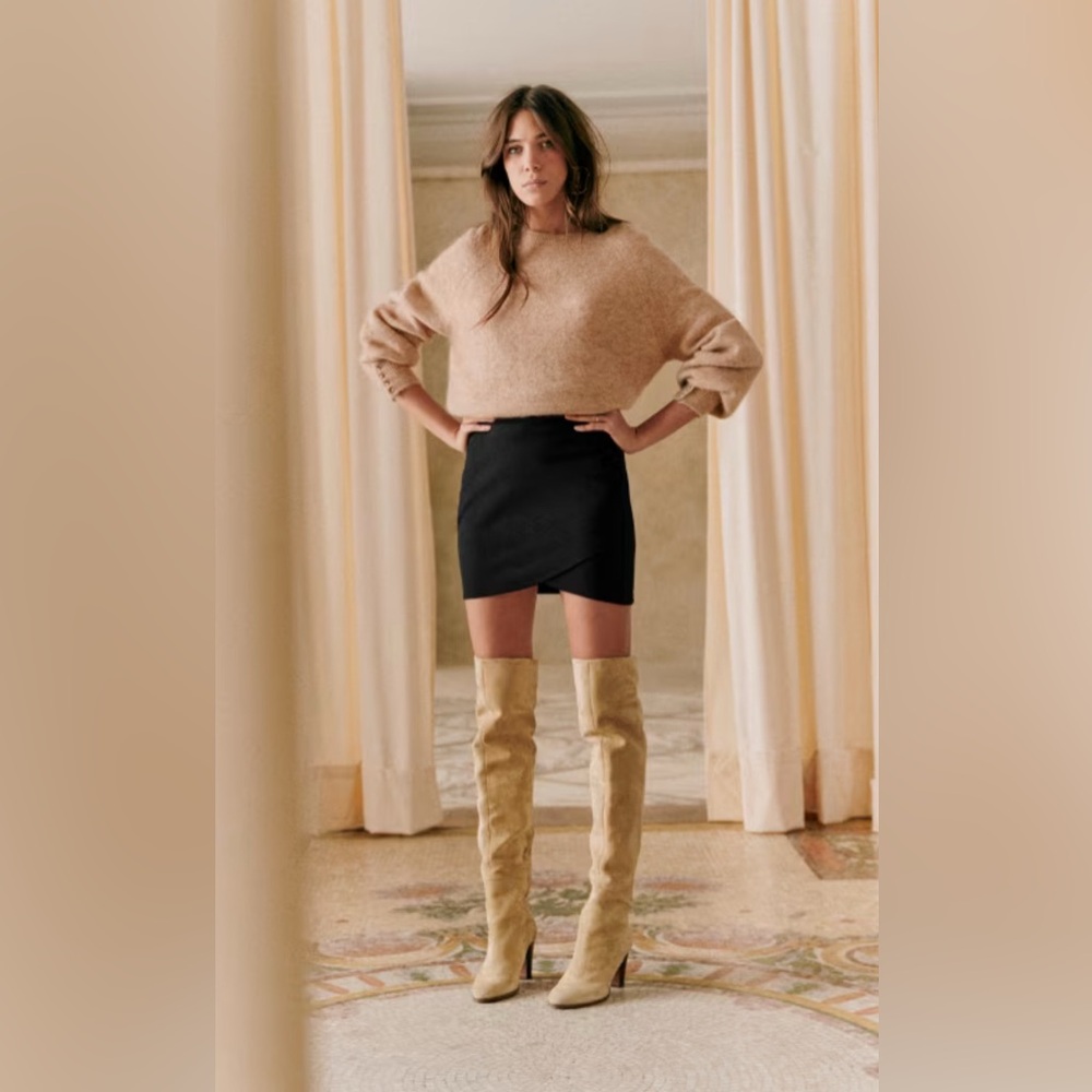 Sezane Black Calvi Mini Skirt, Size S